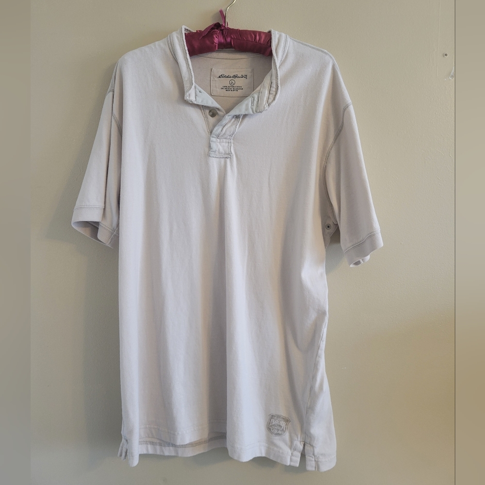 Eddie Bauer | Men's Cream Ivory Great Quality Distressed Collar L